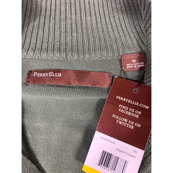 Perry Ellis 1/4 Zip Men's Sweater Pullover Argyle Mock Rockabilly Preppy Core - Picture 5 of 7